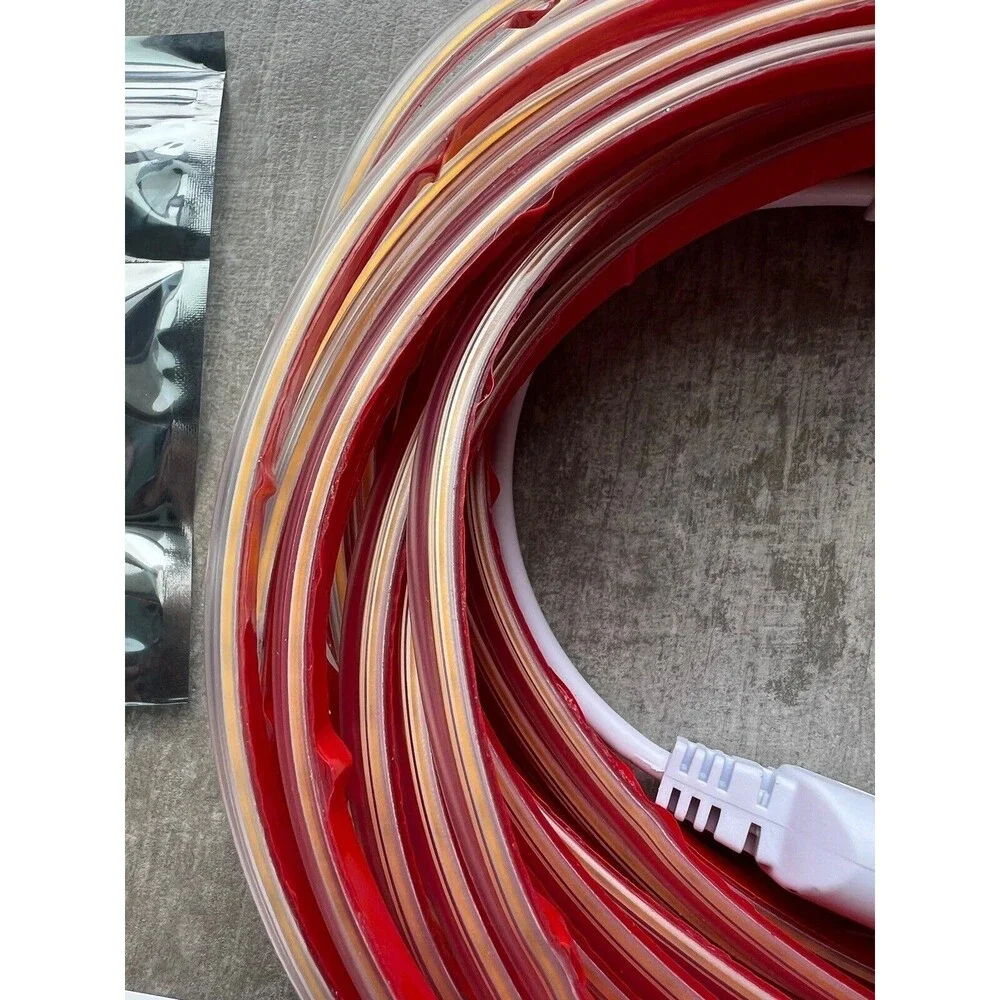 EUROPEAN PLUG!!!! 220v LED Ribbon Adhesive COB Strip Light Warm White 12m 39ft
